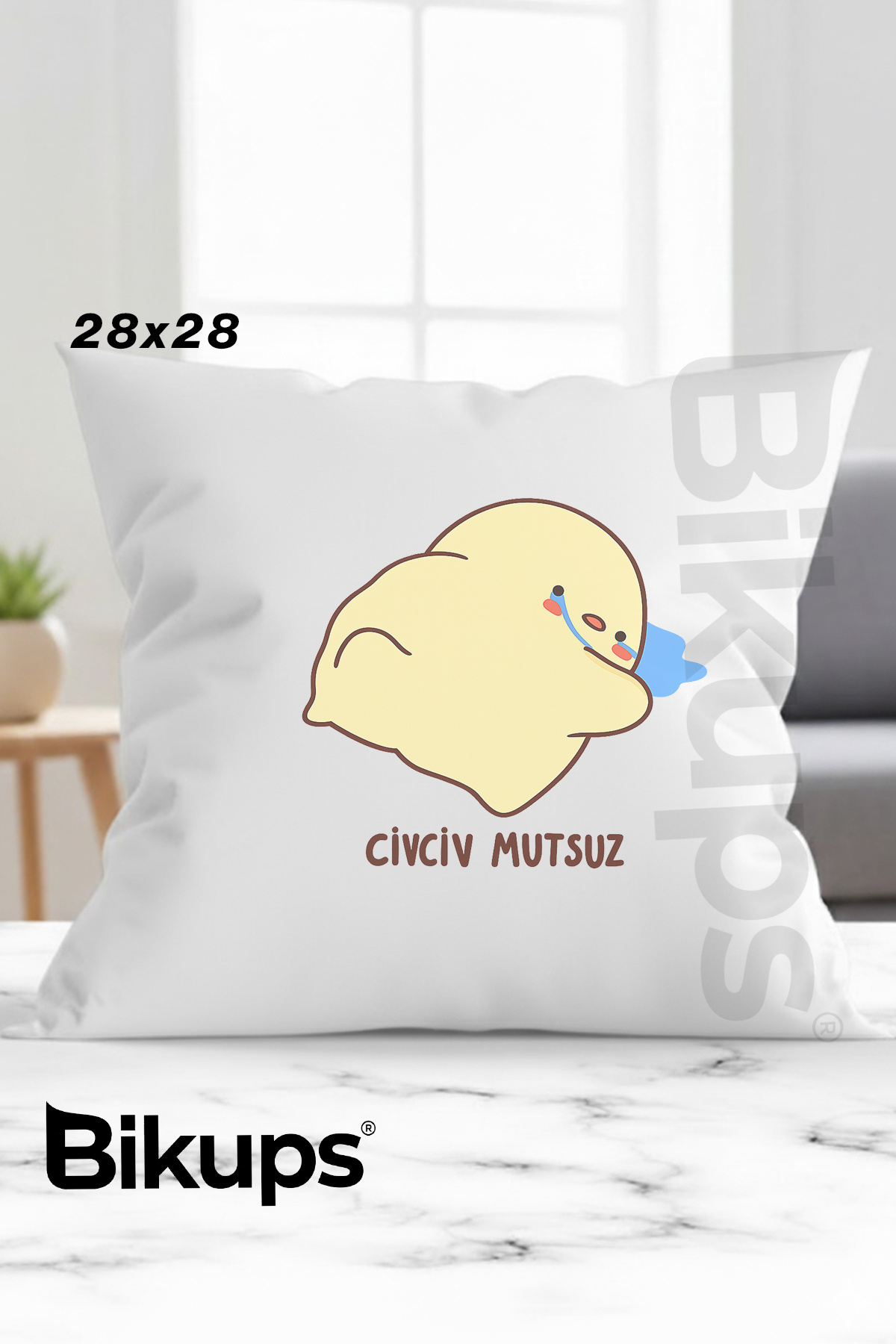 Civciv Mutsuz Baskılı Yastık 28x28