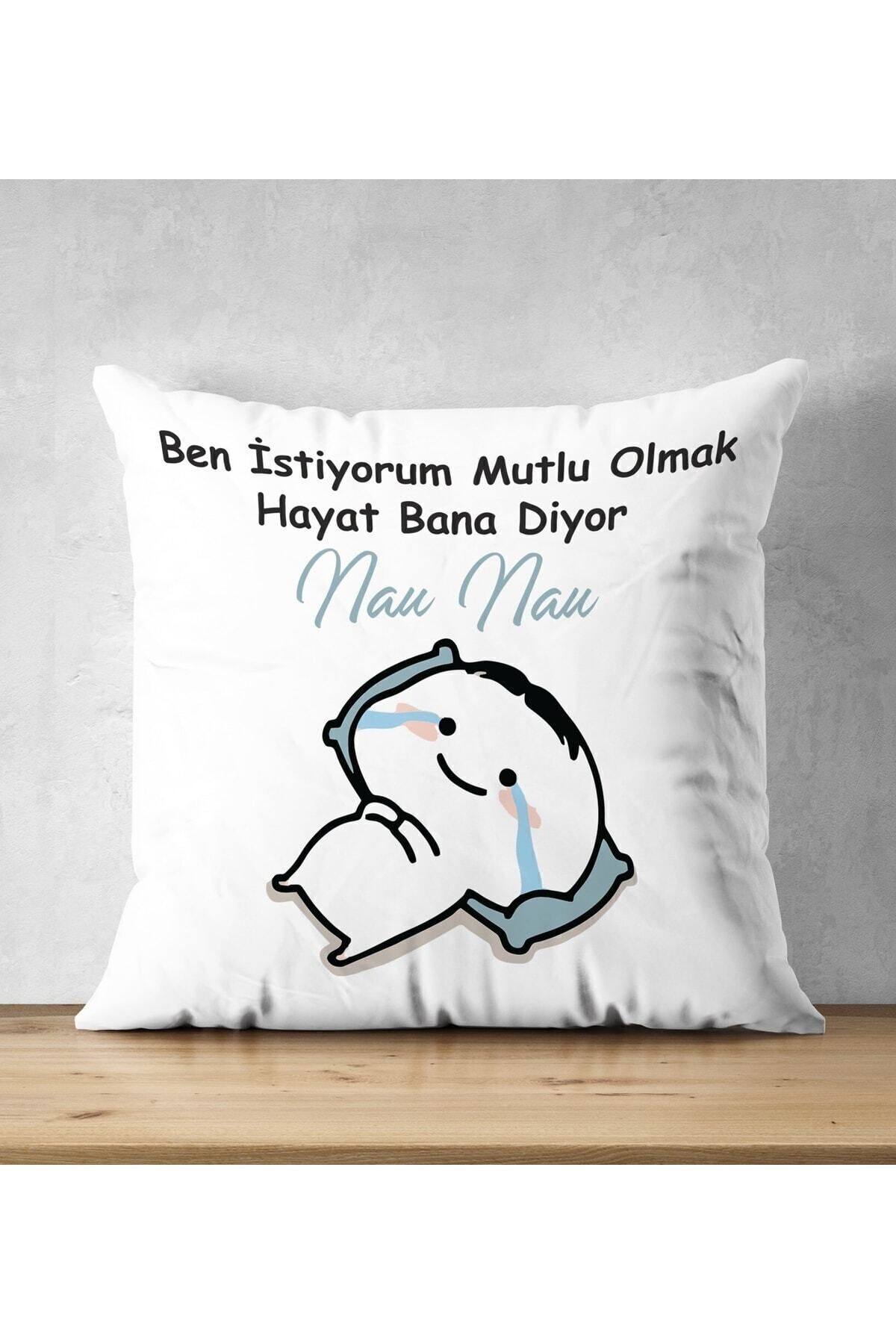 Nau Nau Yazılı Baskılı Hediyelik Yastık